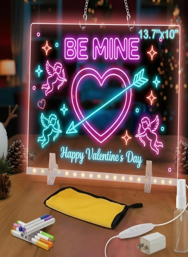 Kyclums Led Drawing Board with 7 Colors,Light Up Cosmody Drawing Board,Glowing Acrylic Dry Erase Board with Light,Lumiboard Led Boards,Valentines Day Gifts Party Favors Decoration(13.7“x10”) - Image 1